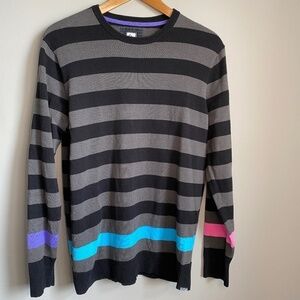 Quicksilver Women's Long Sleeve Striped Sweater Black/Gray Size Large Long